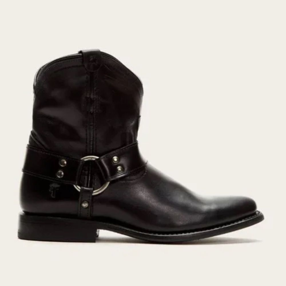 Frye Black Harness Leather Ankle Boot